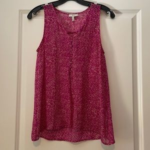 Joie sleeveless pink polka dot blouse